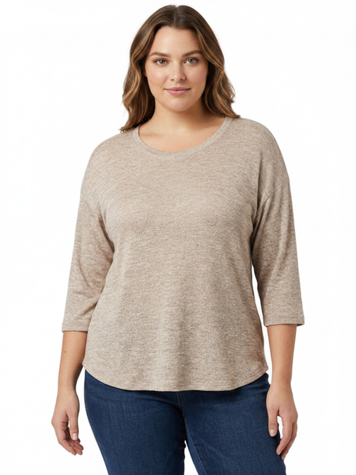 Modes Crystal | Beige Top with Bling Bow Accent