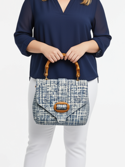 Ivory & Blue Vintage Tweed Bag