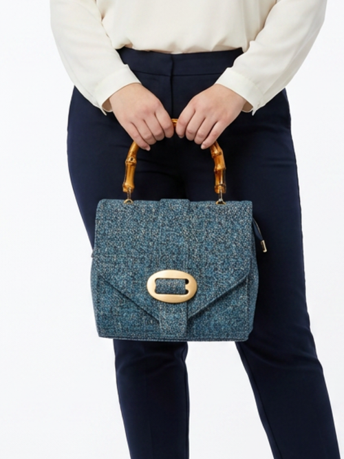 Navy Vintage Tweed Bag