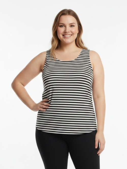 Black LABB Clothing | BL24-199 Perfect Black/White Striped Petite Tank