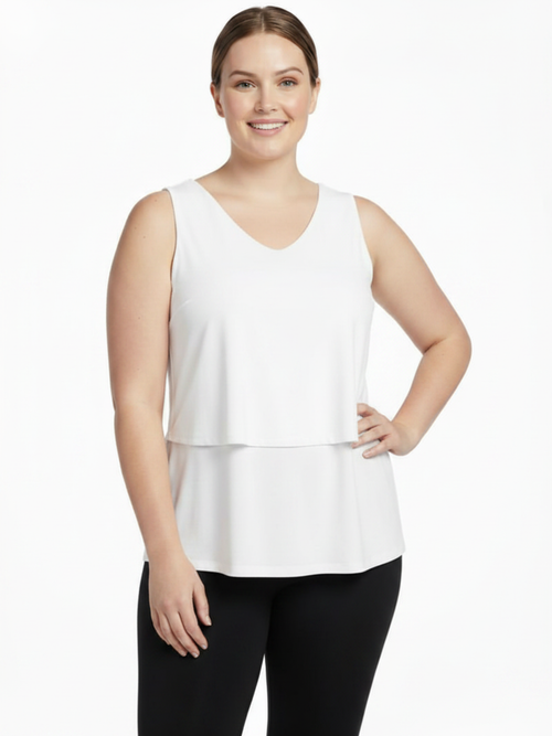 Black LABB Clothing | BL48 White Bamboo Layered Tank