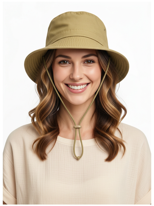 Beige Washed Denim Safari Hat