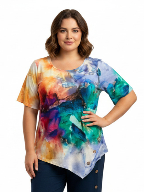 Black LABB Clothing | BL97-Coloured Marble Short Sleeve Tunic