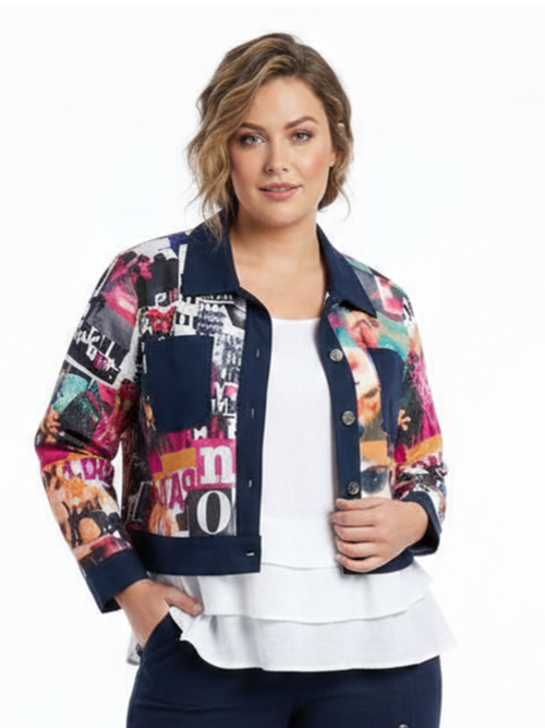 Black LABB Clothing | BL91-223/Navy Fresh Mag Mesh Jacket with Navy Linen Trim
