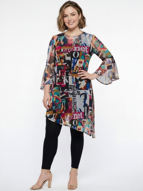 Black LABB Clothing | BL104-223 Fresh Mag Asymmetric Long Mesh Cover-Up