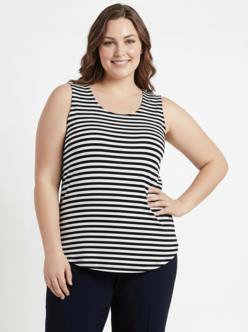 Black LABB Clothing | BL05-199 Perfect Black/White Striped Round Neck Tank