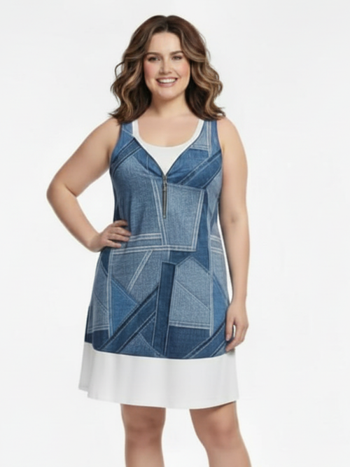 Black LABB Clothing | BL106-224 Denim Craze Sleeveless Inset Dress