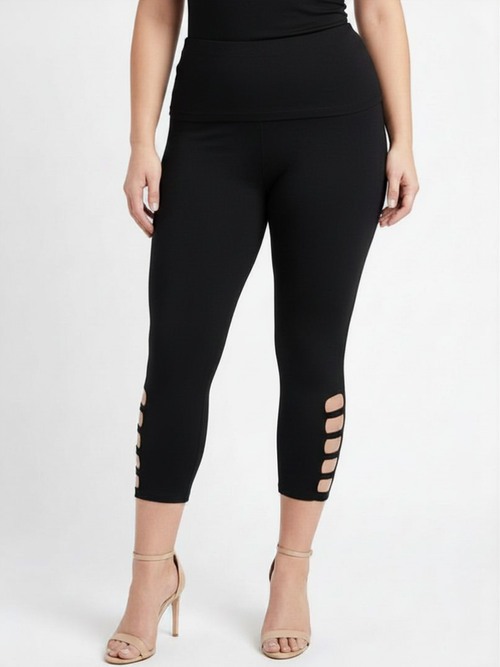 Black LABB Clothing | BL101-99 Perfect Black Ladder Detail Legging Capri