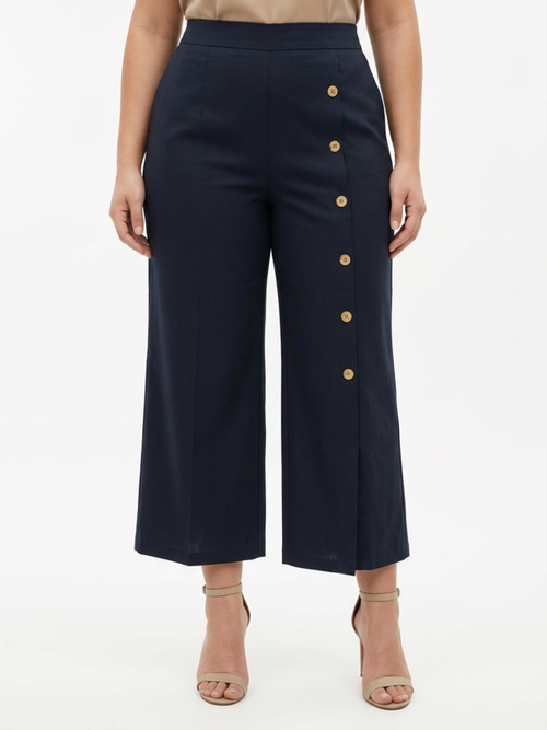 Black LABB Clothing | BL98-99 Black Linen Pant With Button Detail