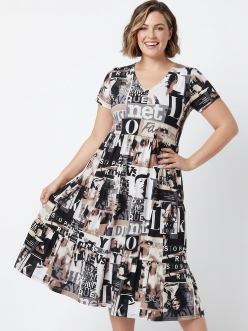 Black LABB Clothing | BL58 3 Tier Fresh Mag Short Sleeve Dress