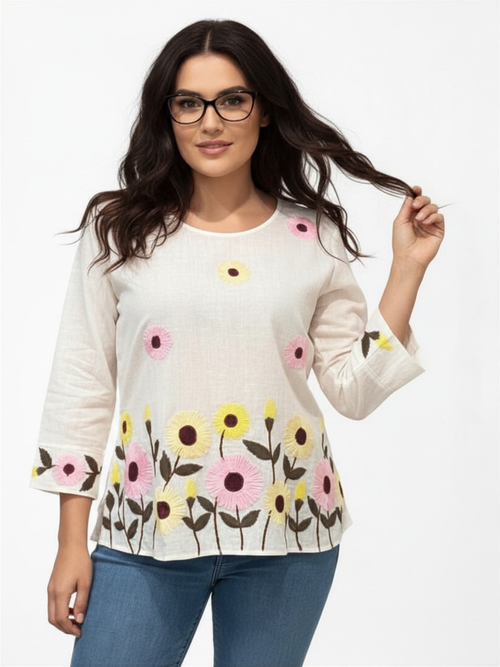 Parsley & Sage | Verena 3/4 Sleeve Cotton Top