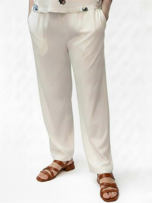 Parsley & Sage | White Cotton Pant, Pockets