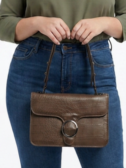 Taupe Purse with Pewter Buckle