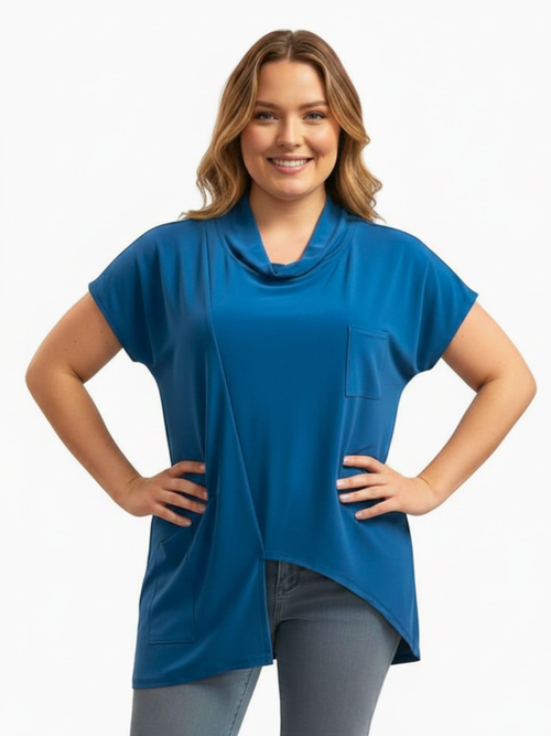 Michael Tyler | Denim Tunic with Front Cut-out