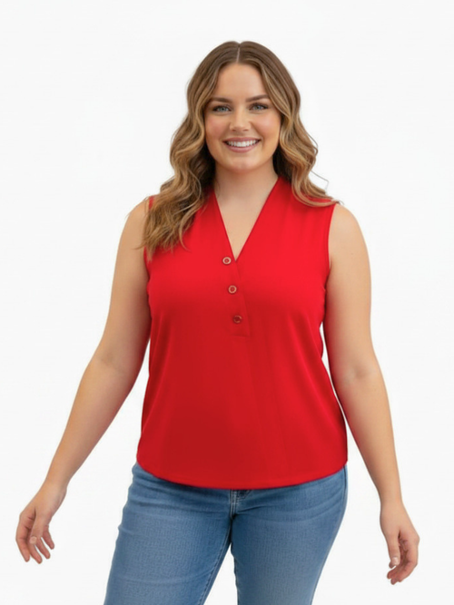Michael Tyler | Red Sleeveless Top With V Neck