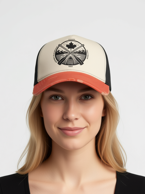 Unisex True North Denim Ball Cap, Orange/Black