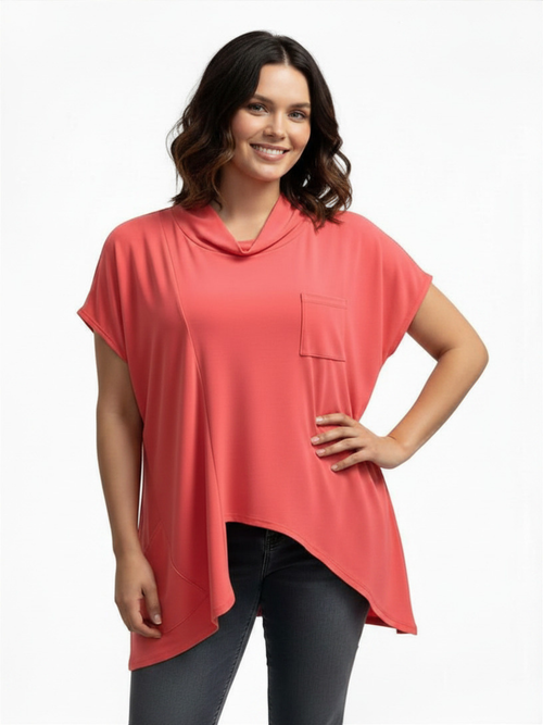 Michael Tyler | Coral Tunic with Front Cut-out