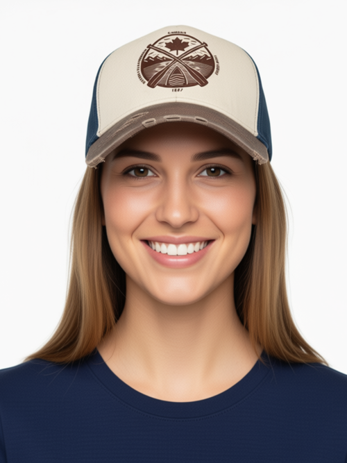 Unisex True North Denim Ball Cap, Brown/Navy