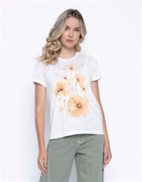 Picadilly | Embellished Printed Top, Papaya