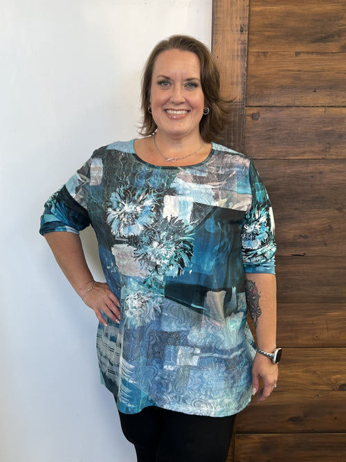 Compliments Printed Tunic-Teal