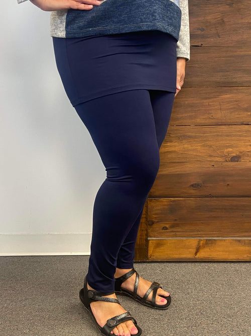 Navy Skirted Bamboo Legging