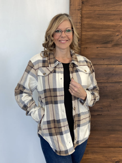 Sand Plaid Fleece Jacket