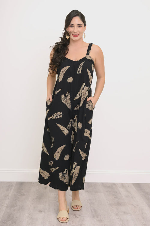 Joanna Jumpsuit, Shadow Leaf, Linen Bamboo