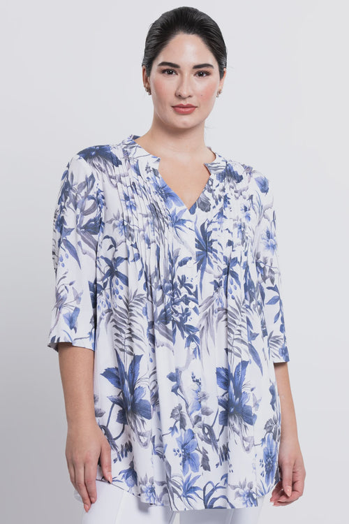Margate Blouse, Peri Palm, Linen Bamboo