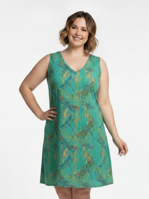 Parsley & Sage | Geni Green Dragonfly Cotton Dress
