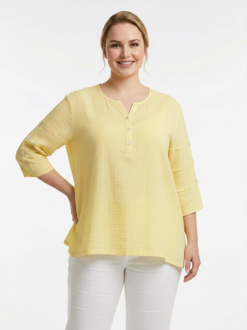 Parsley & Sage | Butter Gennea 3/4 Sleeve Top with Button Detail