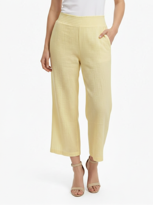 Parsley & Sage | Butter  Gennea  Double Gauze Cropped Pants, Pockets