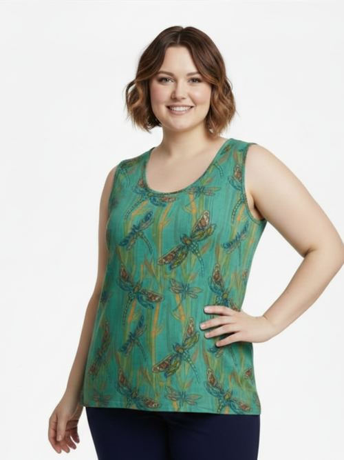 Parsley & Sage | Geni  Dragonfly Cotton Sleeveless Top