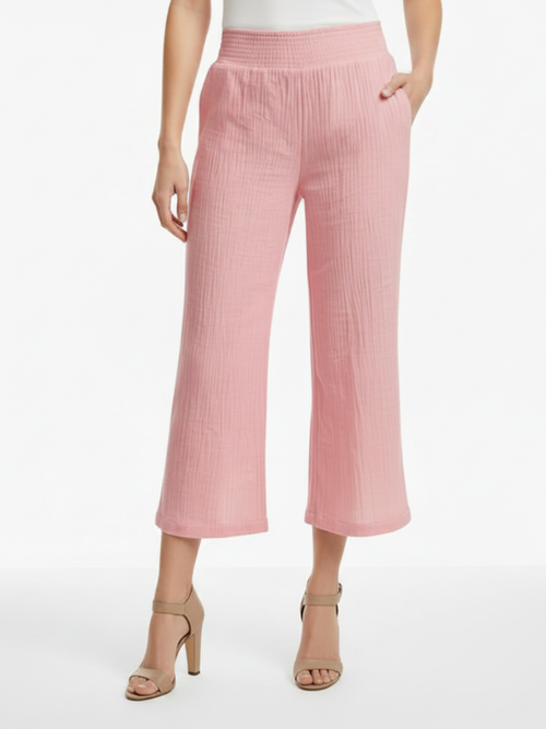 Parsley & Sage | Pink  Gennea Double Gauze Cropped Pants, Pockets
