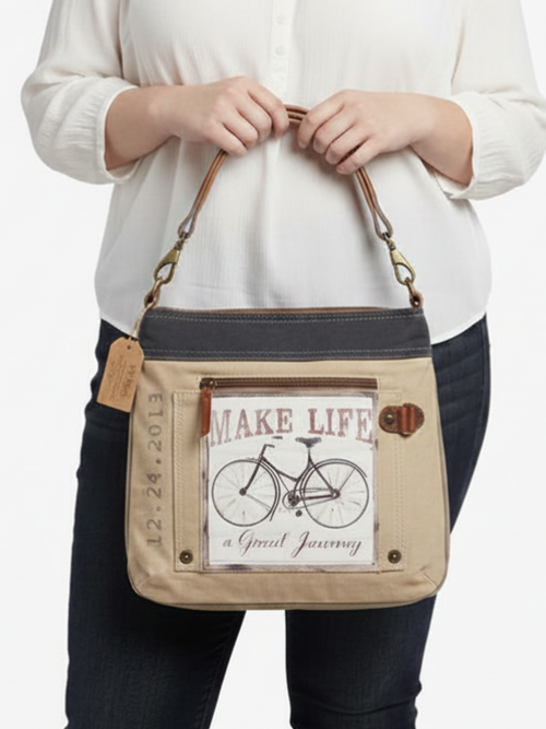 Make Life a Great Journey Canvas Shoulder/Crossbody Bag