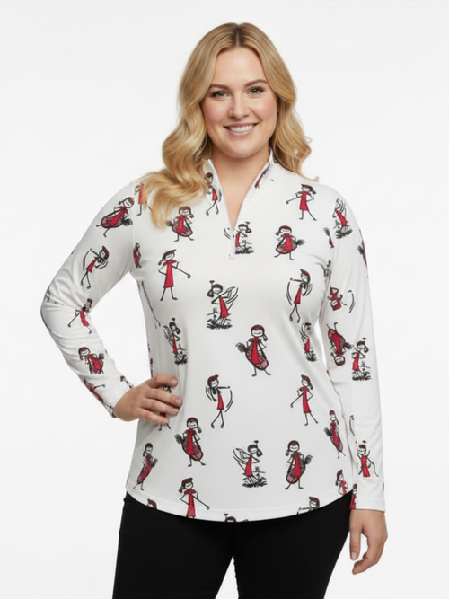 Tango Mango | UPF 50 Golf Printed Long Sleeve Zip Top