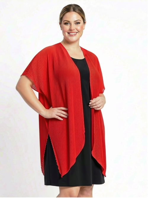 Red One Size Chiffon Kimono