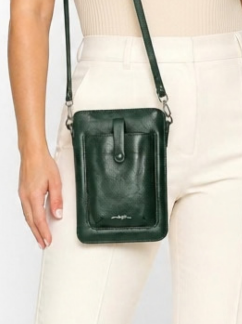 Forest Green Pastel Ismart Pocket Crossbody Purse
