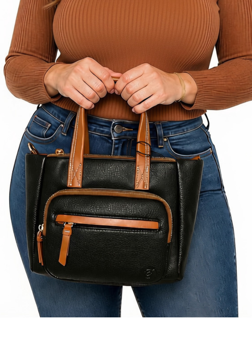Black Vegan Harper Tote Crossbody