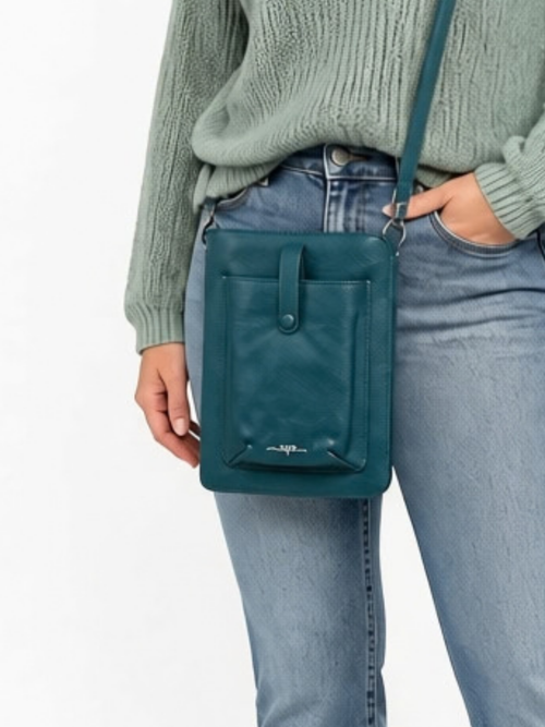Teal Pastel Ismart Pocket Crossbody Purse