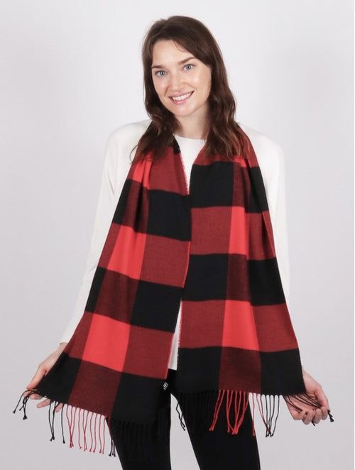 SF1845-56 | Grand | Plaid Scarf with Fringe, Red