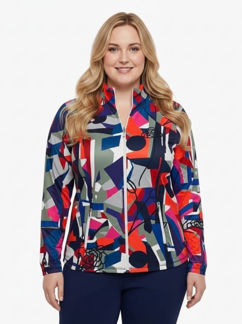 Tango Mango | UPF Vibrant Red/ Purple Long Sleeve Zip Jacket
