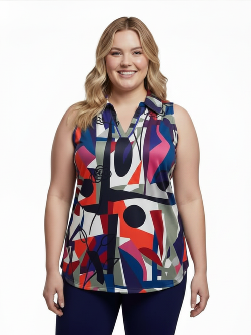 Tango Mango | UPF Red / Purple Floral Sleeveless Top
