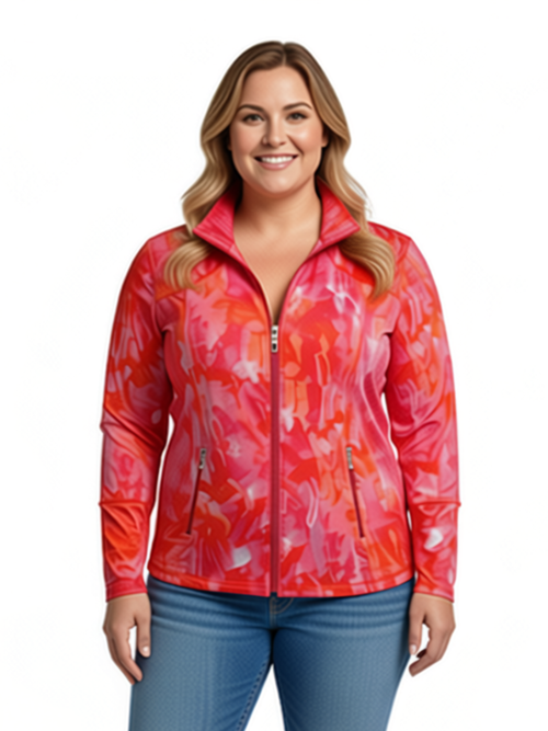 Tango Mango | UPF Vibrant Watercolour Long Sleeve Zip Jacket
