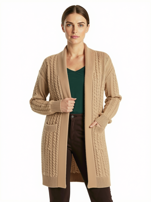 One Size - Beige Cable Knit Sweater and Pant Set