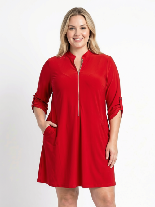 Black LABB Clothing | BL72-R Red Zip Tunic/Dress