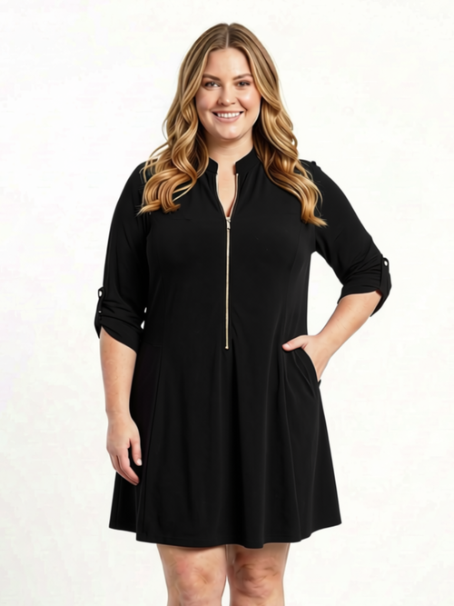 Black LABB Clothing | BL72-99 Black Zip Tunic/Dress