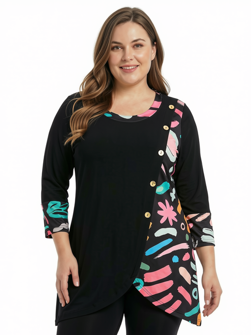 Black LABB Clothing | BL74-208 80's Combo Trim Neck Tunic
