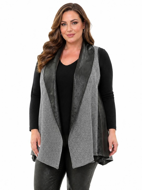 Michael Tyler |  Vest with a Black Faux Leather Lapel