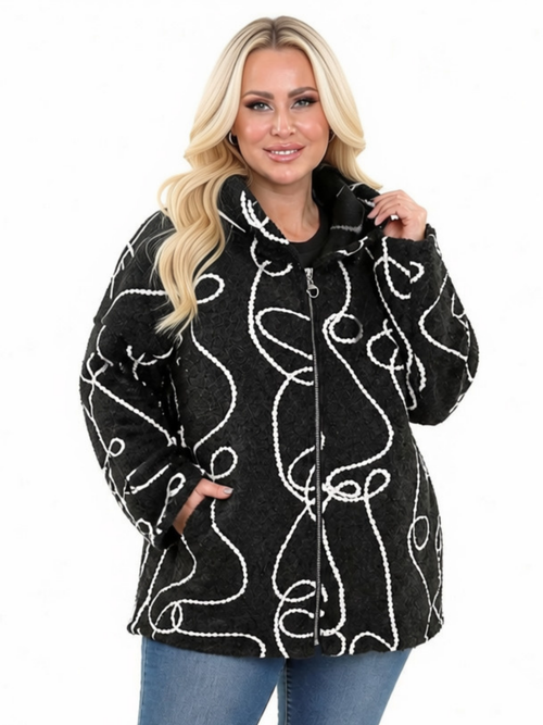 Michael Tyler | Black/White Boil Wool Hooded Coat