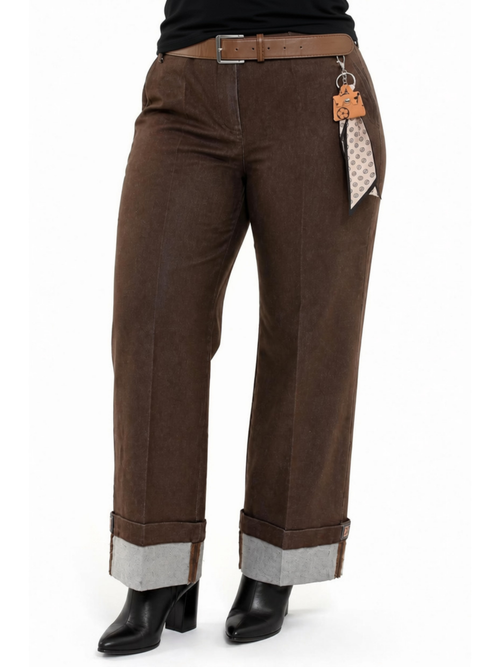 Michael Tyler | Brown Wide Leg Pant with Cuffs